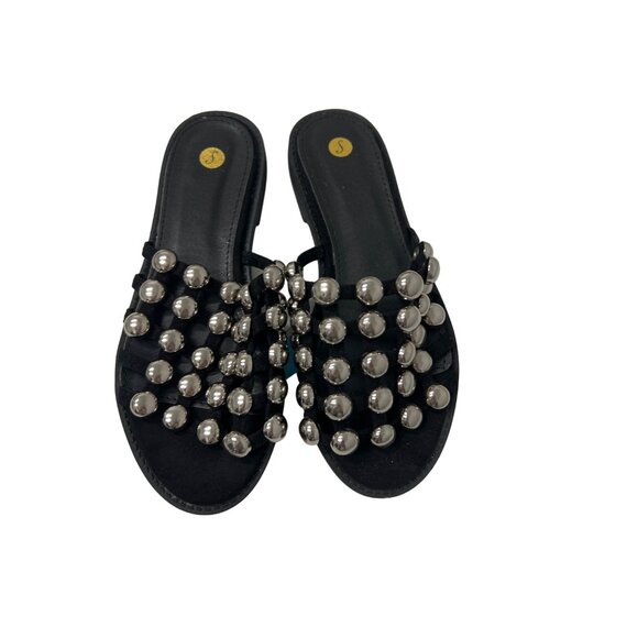 Shoes - Beaded Black Suede Slide Sandals